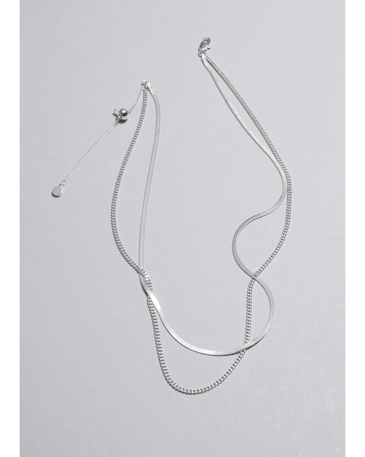 & Other Stories White Double Chain Necklace