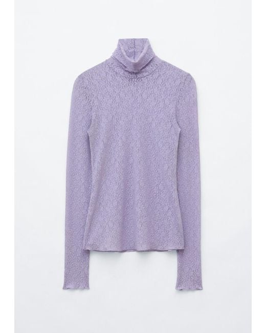 & Other Stories Purple Lace Turtleneck Top