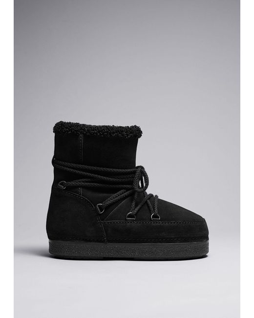& Other Stories Black Suede Snow Boots