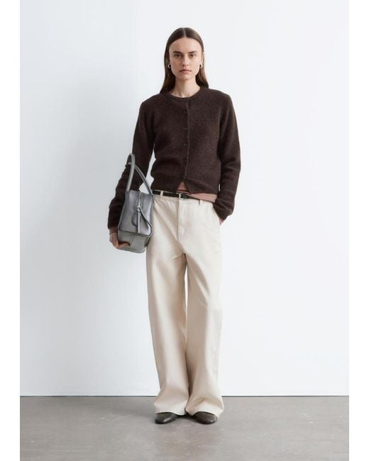 & Other Stories White Relaxed Wide-Leg Cotton Trousers