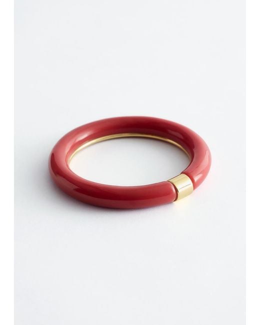 & Other Stories White Contrast Metal Resin Bangle