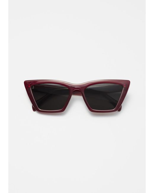 & Other Stories Red Angular Cat Eye Sunglasses