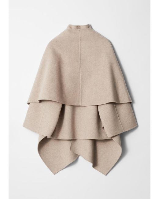 & Other Stories Natural Asymmetric Wool Cape