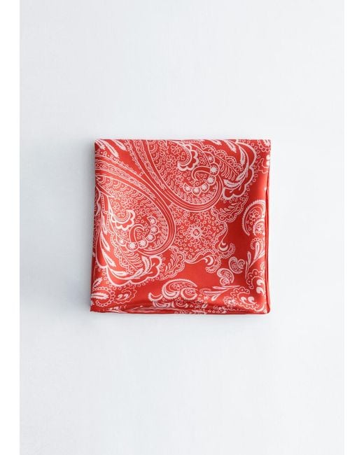 & Other Stories Red Large Paisley Silk Scarf