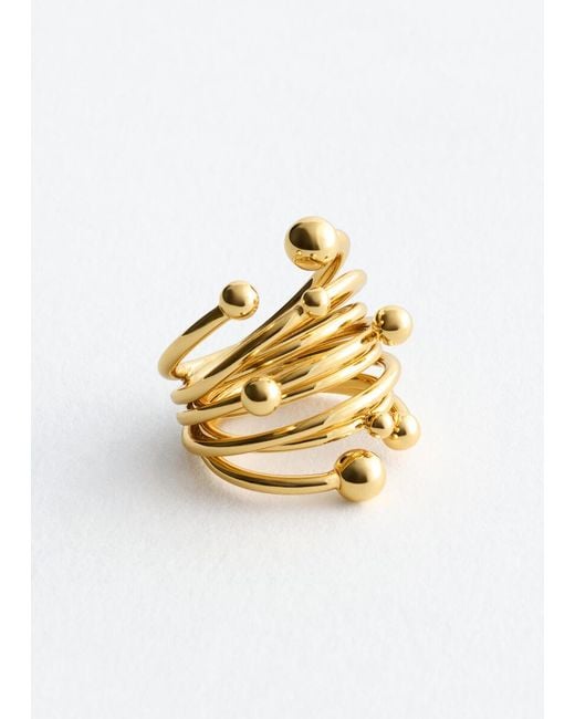 & Other Stories Metallic Spherical Stacked Ring