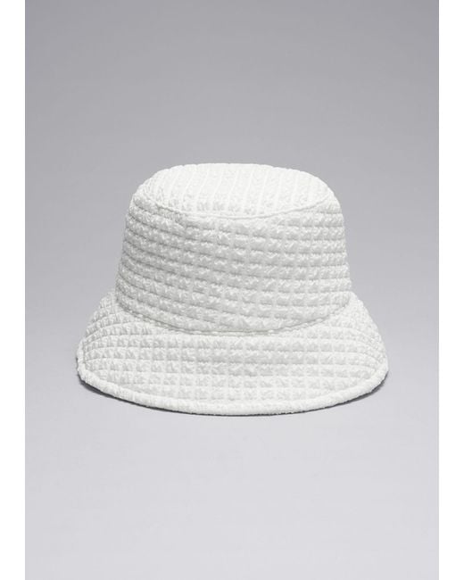 & Other Stories White Waffle Bucket Hat