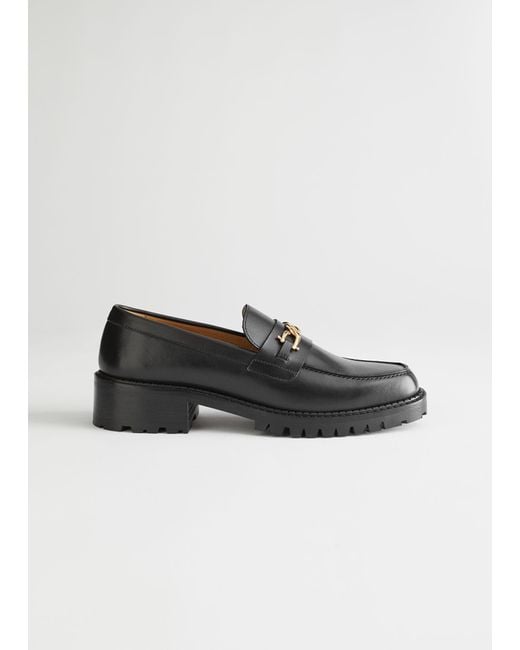 & Other Stories Black Rope Chain Leather Loafers