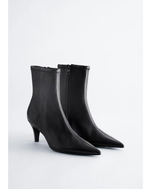 & Other Stories White Pointed Toe Leather Ankle Boots