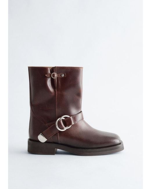 Other Stories Women's Brown Leather Biker Boots