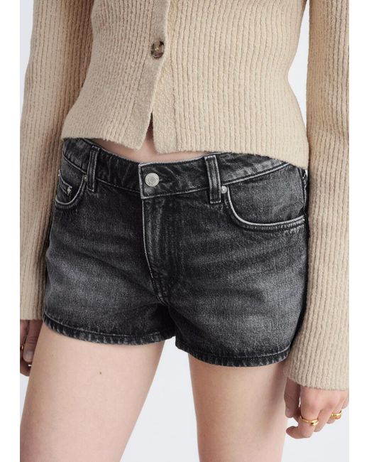 & Other Stories White Low-Waist Denim Mini Shorts