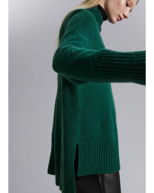 & Other Stories Green Mock-neck Knit Jumper