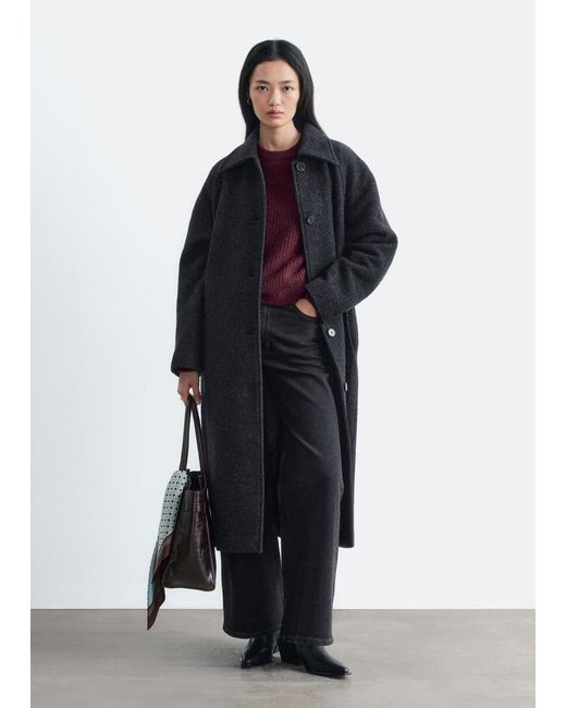 & Other Stories Blue Bouclé Wool Car Coat