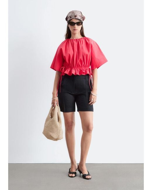 & Other Stories Red Drawstring Top