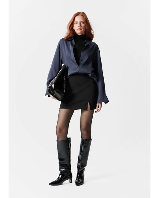 & Other Stories Black High-Waist Mini Skirt
