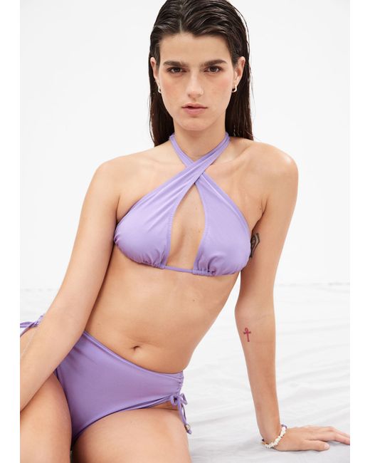 & Other Stories Purple Halterneck Triangle Bikini Top