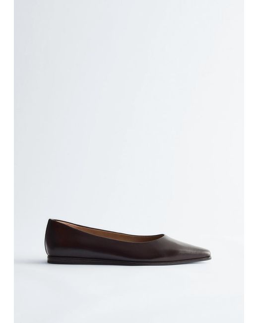 & Other Stories Black Leather Ballet Flats