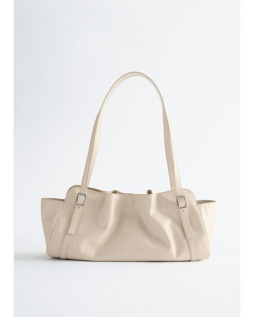 & Other Stories Blue Low-Profile Leather Shoulder Bag