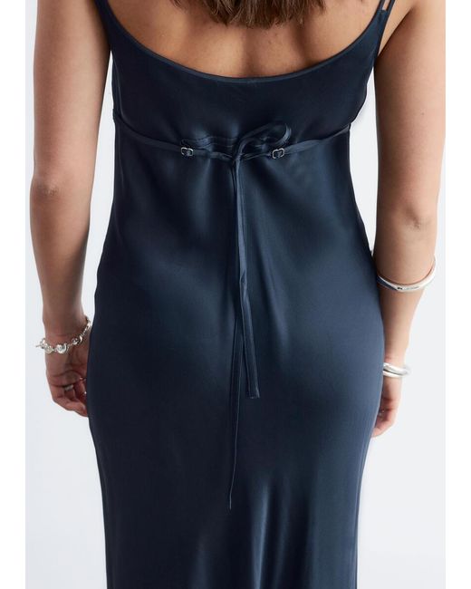 & Other Stories Blue Double-Strap Slip Dress