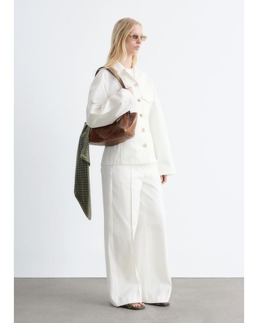 & Other Stories White Cotton Twill Tailored Jacket