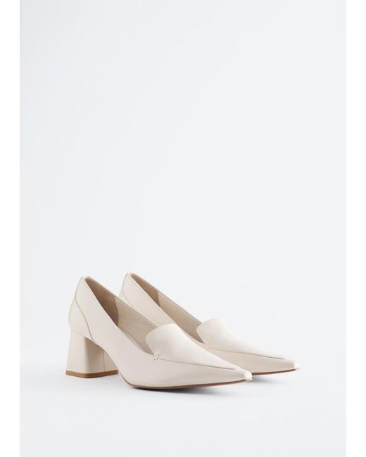 & Other Stories Gray Leather Loafer Pumps