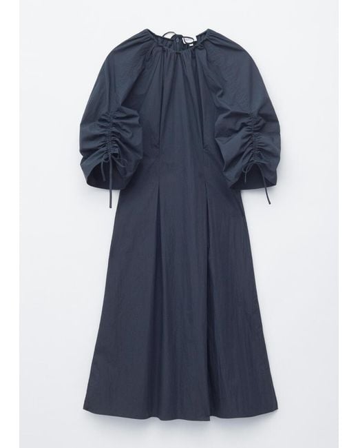 & Other Stories Blue Sculptural Drawstring Midi Dress