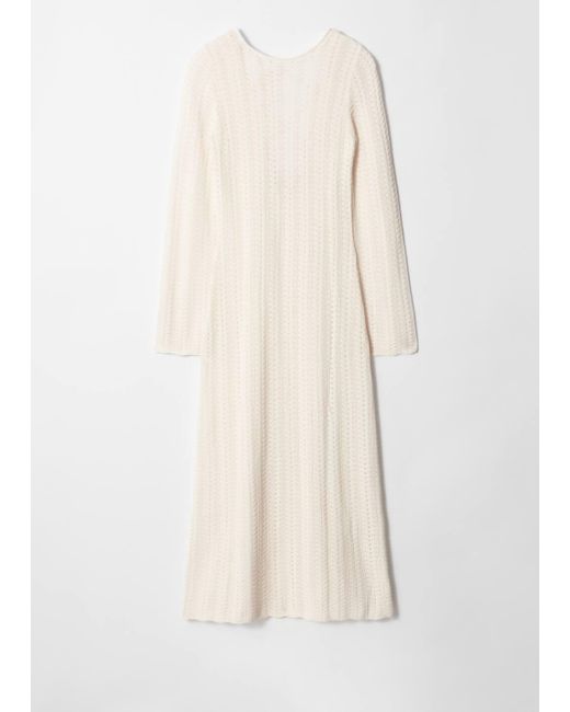 & Other Stories White Pointelle-Knit Midi Dress
