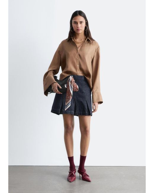 & Other Stories Blue Relaxed Silk Shirt