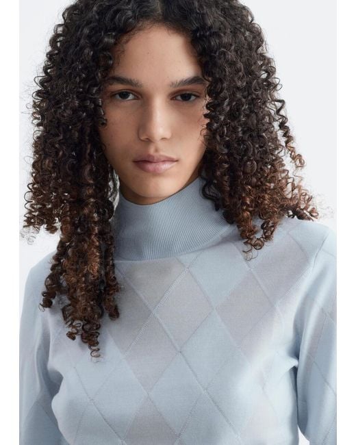 & Other Stories Blue Mock Neck Wool Top