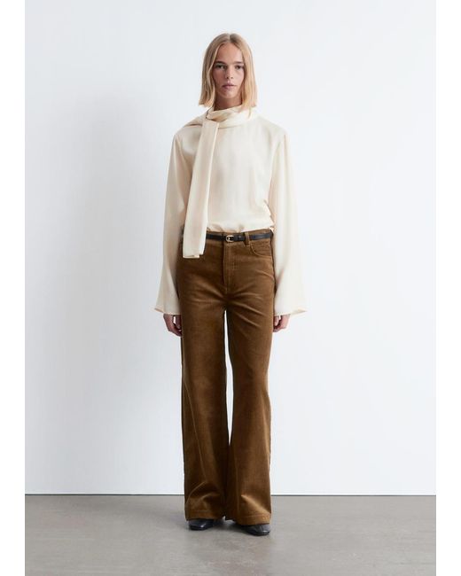 & Other Stories White Wide-Leg Corduroy Trousers
