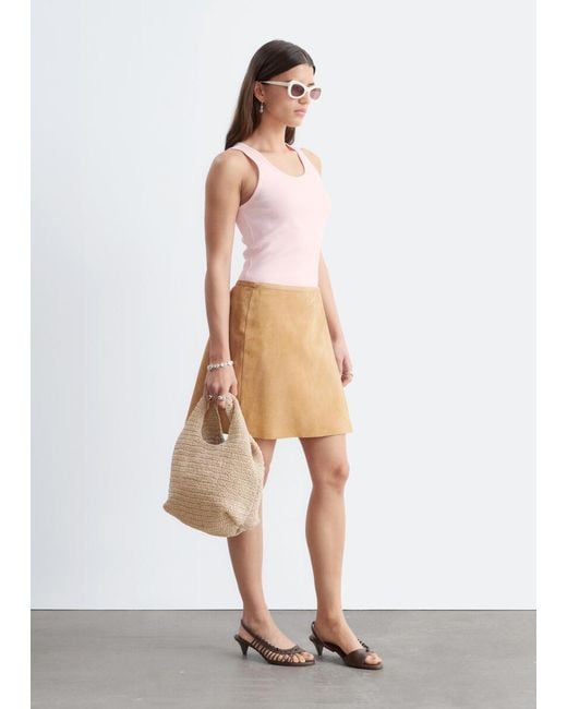& Other Stories Pink Ribbed Cotton Tank Top