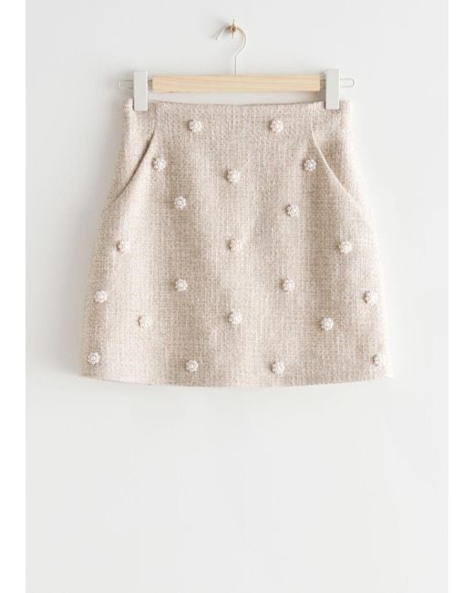  Other Stories Pearl Bead Mini Skirt in White