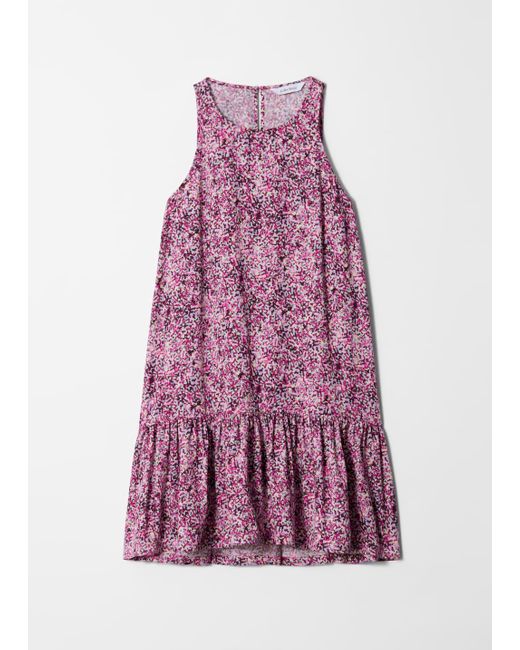 & Other Stories Purple Frill Mini Dress