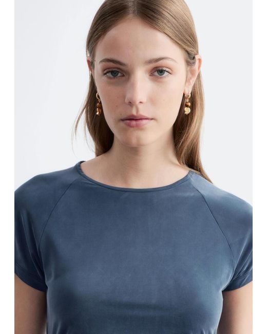 & Other Stories Blue Ruched Raglan Midi Dress