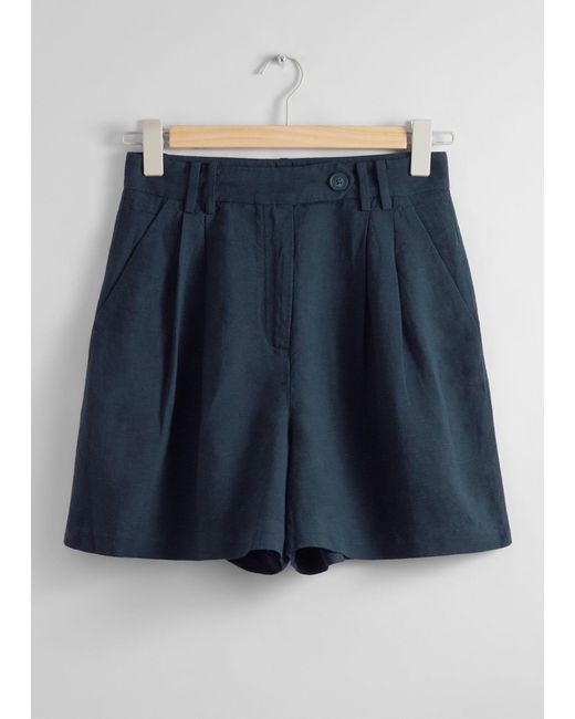 & Other Stories Blue Tailored Shorts