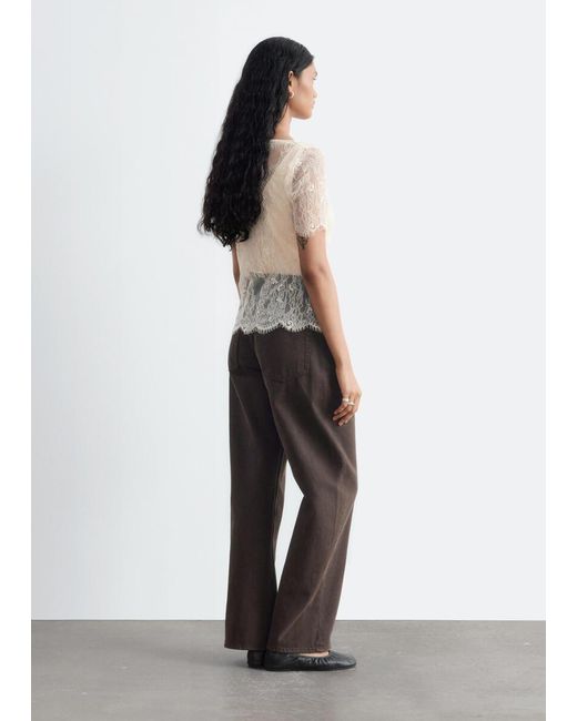& Other Stories Natural Lace Button-Front Top