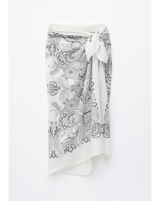 & Other Stories White Printed Silk-Cotton Scarf