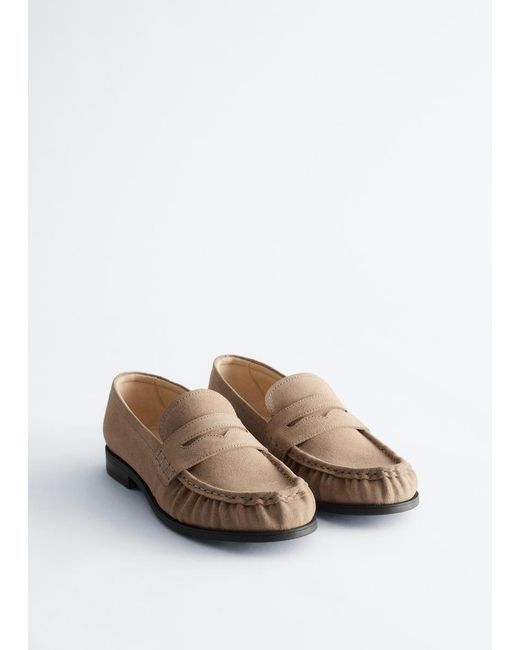 & Other Stories White Leather Penny Loafers