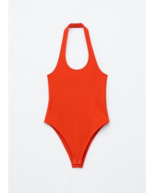 & Other Stories Red Open-Back Halterneck Bodysuit