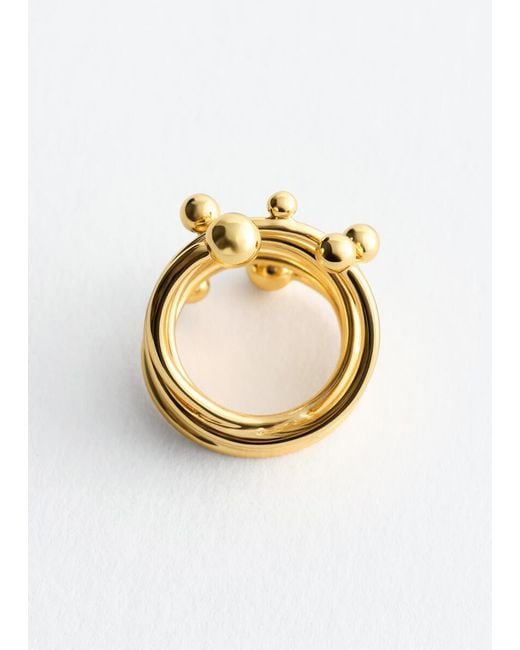 & Other Stories Metallic Spherical Stacked Ring