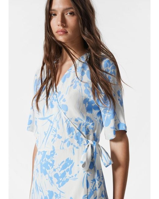 & Other Stories Blue Wrap Midi Dress