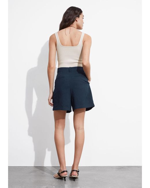 & Other Stories Blue Tailored Shorts