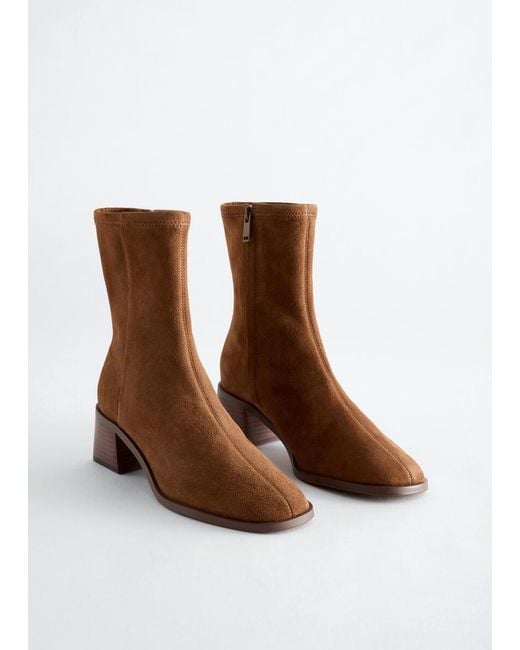 & Other Stories Brown Leather Sock Boots