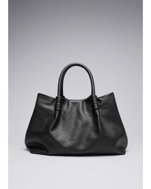 & Other Stories Black Classic Leather Tote