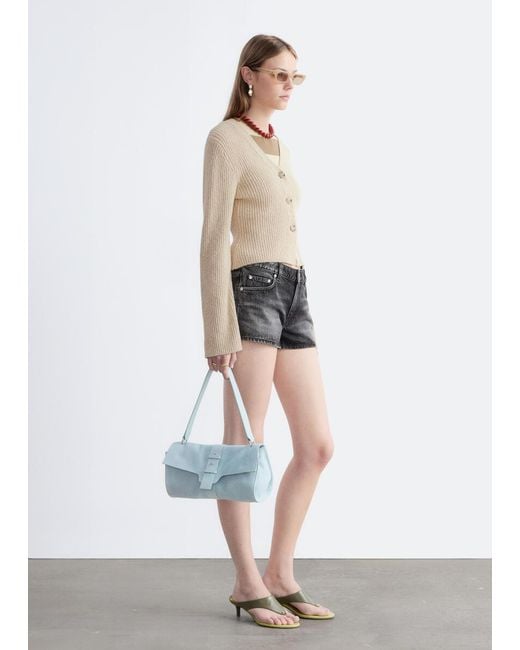 & Other Stories White Low-Waist Denim Mini Shorts