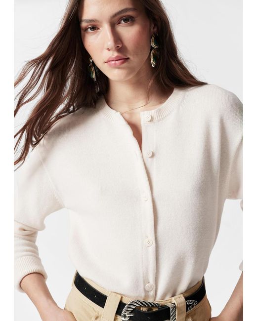 & Other Stories White Boxy Merino Wool Cardigan