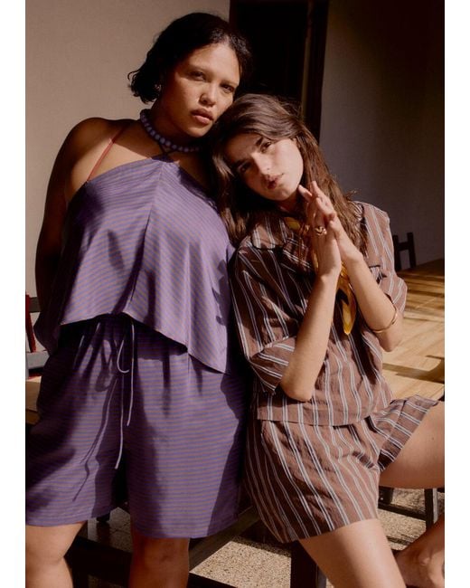 & Other Stories Purple Silk Halterneck Top
