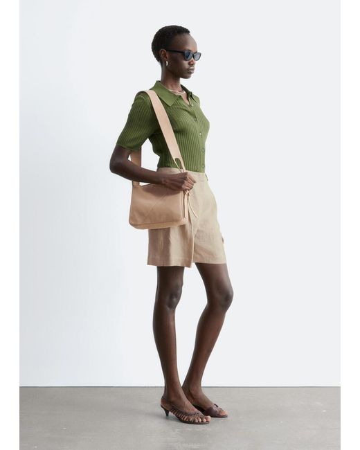 & Other Stories Natural Tailored Linen Shorts