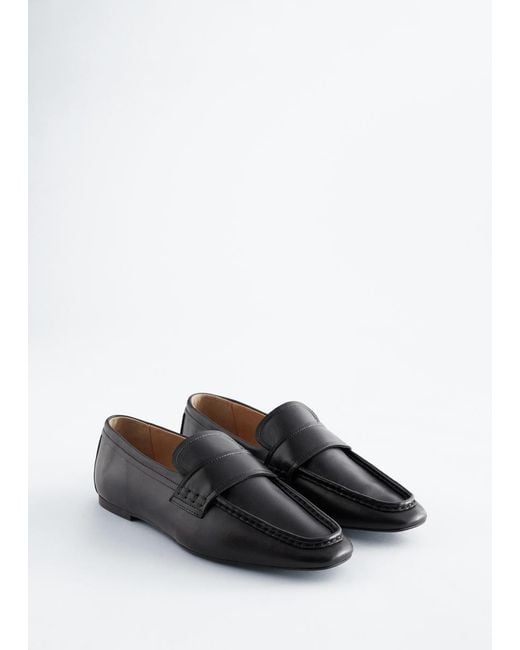 & Other Stories Blue Square-Toe Leather Loafers