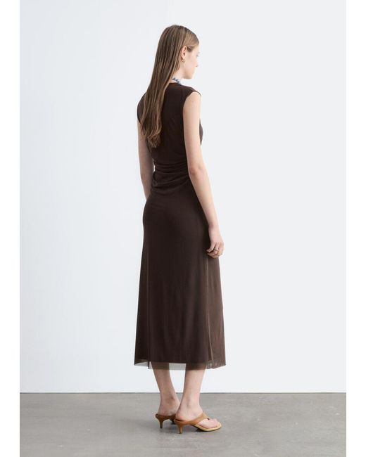 & Other Stories Brown Sleeveless Draped Dress