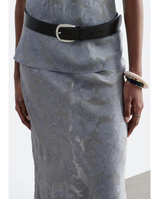 & Other Stories White Sheer Silk-Blend Midi Skirt